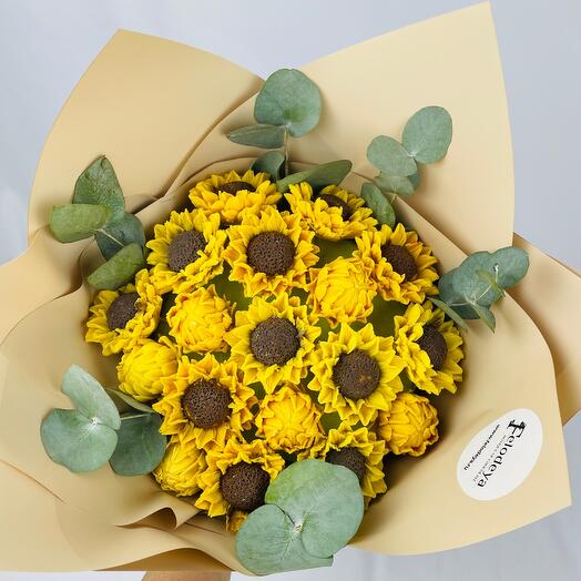 Букет из шоколадных подсолнухов «Душа моя»