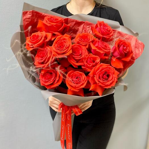 100% ЛЮБВИ 💔букет алых француз.роз сорта Нина