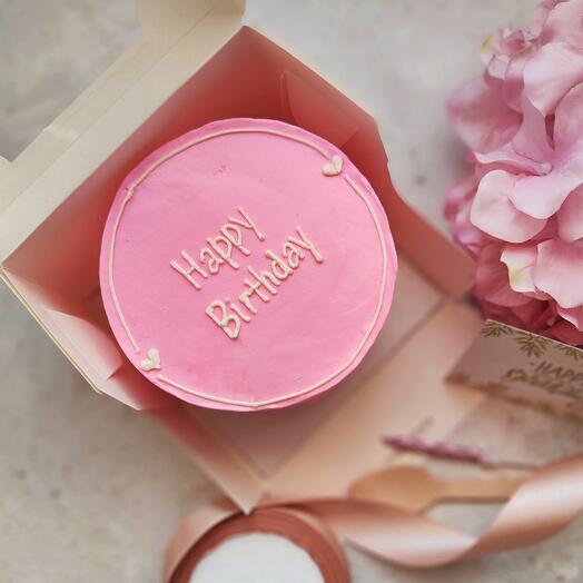 Бенто торт "Happy birthday" в розовом