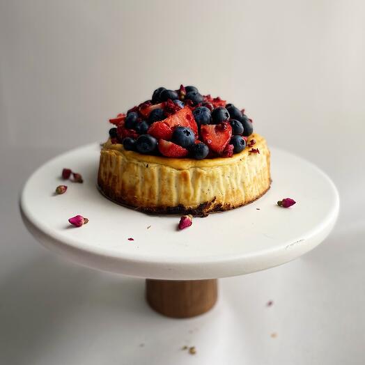 Ванильный чизкейк Сан-Себастьян мини с ягодной горкой