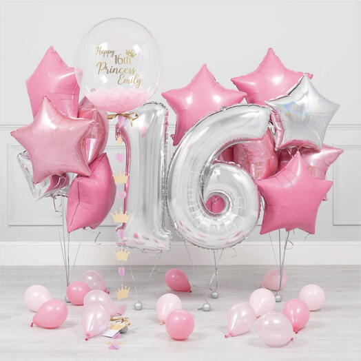 Silver   Pink Birthday Balloons Package