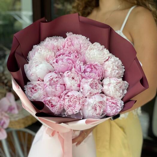 Пионы розовые 17шт