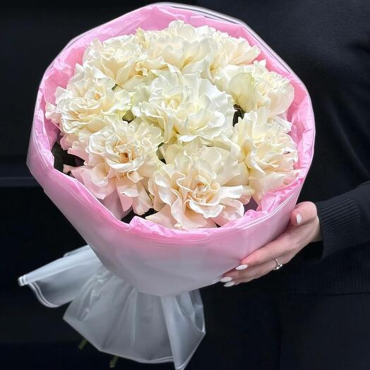 Ramo de 9 rosas francesas blancas de 60 cm