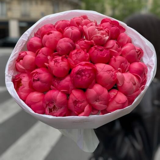 Bouquet of coral peonies 29 pcs