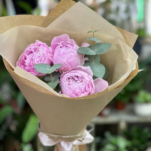 Ramo de 3 peonías rosas para cumpleaños, mamá, hermana, novia, colega