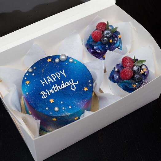 Set de Bento y 2 cupcakes Cosmos