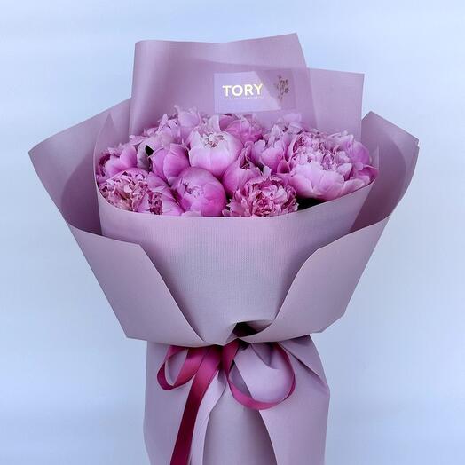Bouquet of 25 pink peonies