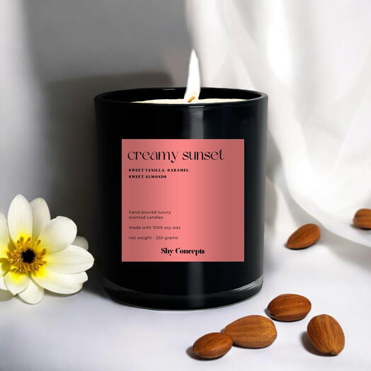 Creamy Sunset - Luxury Scented Candle (Black)