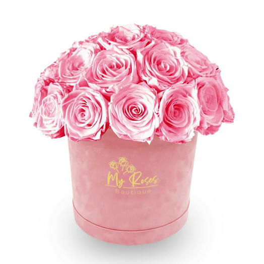 Pink Velvet Box With 36 Pink Roses