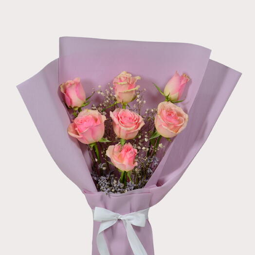 7 Stem Light Pink Rose Bouquet