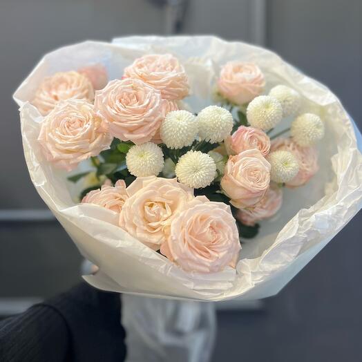 Compliment with bush rose and chrysanthemum 2