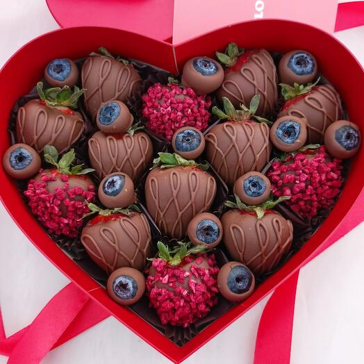 💓Сердечко💓клубничное🍓🔥ЦЕНА🔥🍓🍓 с голубикой🫐 в ШОКОЛАДЕ🍫