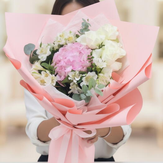 Pink Hydrangea Rose Mix | RC-M336