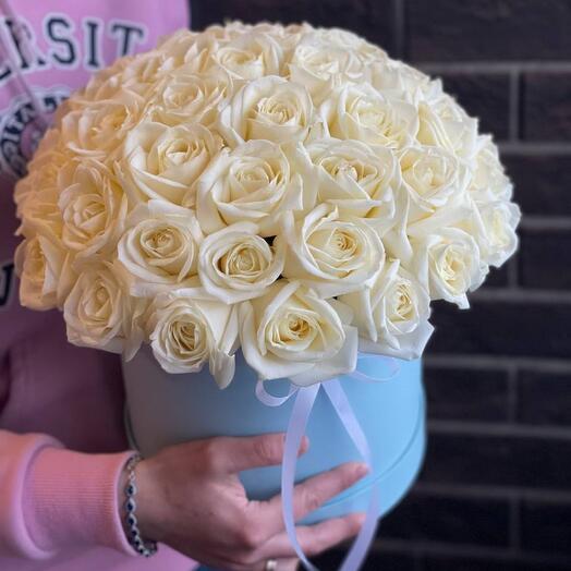 51 белая Роза в коробке 🤍