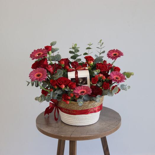 Charming Red Rose Basket