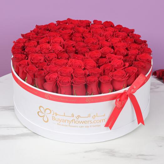 Grand Red Roses Love Box White