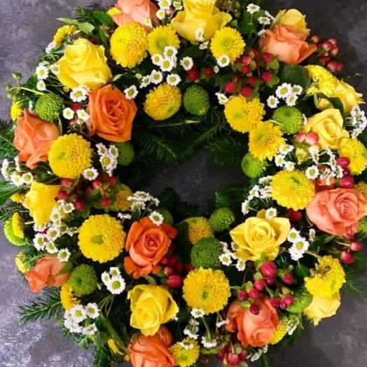 Orange and Yellow Sympathy Wreath