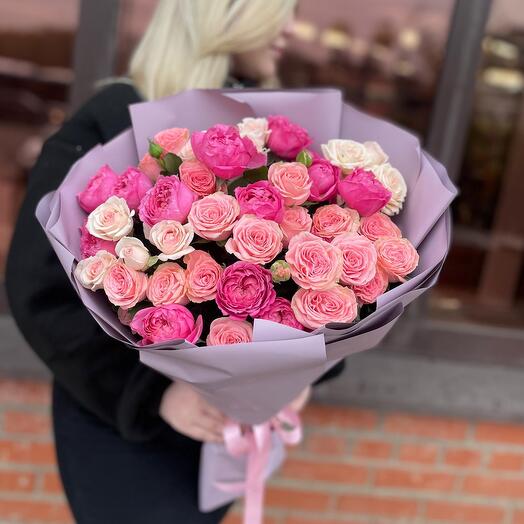 🎁Букет &quot;Розовый фламинго&quot; из кустовых пионовидных роз
