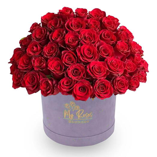 Light Purple Velvet Box With 200 Red Roses