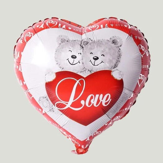 White Love you balloon With Teddy