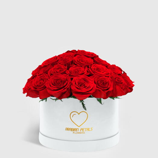 Red Bouquet Roses Medium White Box