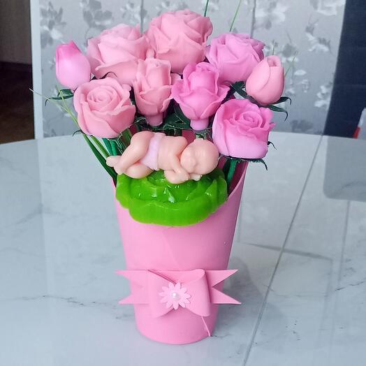 Букет из мыла "А кого нашли в капусте?"