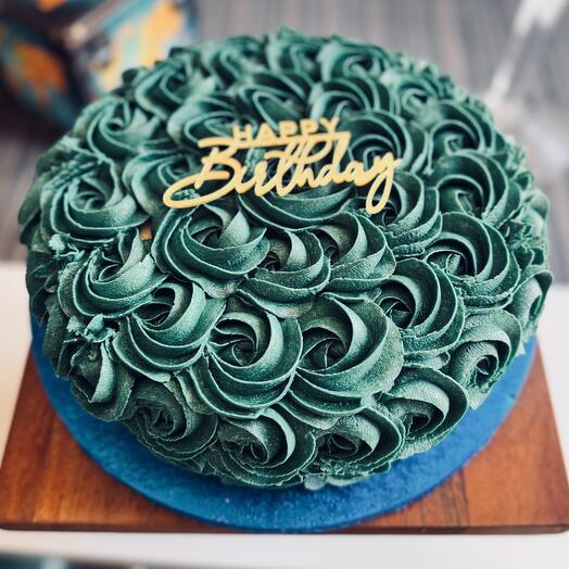 Blue rosettes blue velvet cake