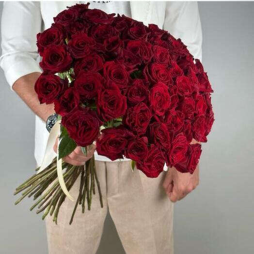 Букет из 51 красной розы под ленту