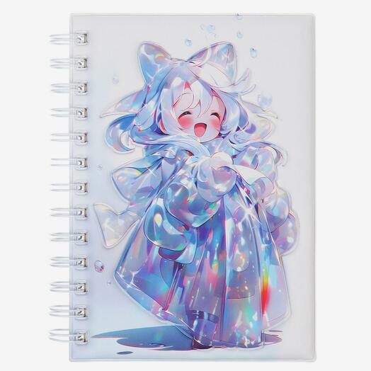 Записная книжка подарочная, на гребне 80 листов, в линейку, обложка ПВХ 3D, Аниме