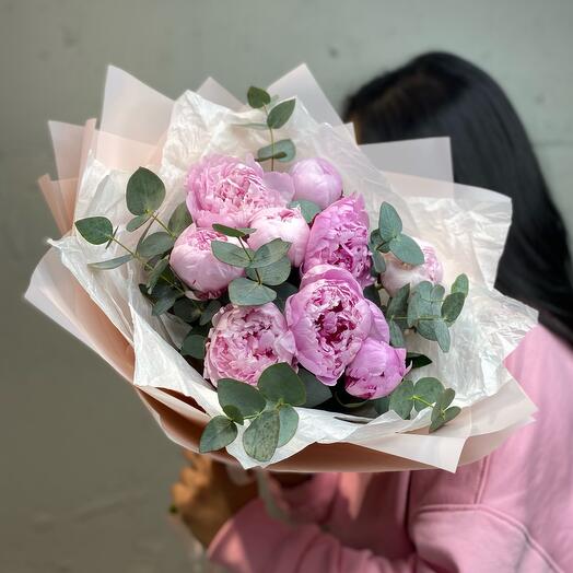 Пионы Сара с эвкалиптом 💗