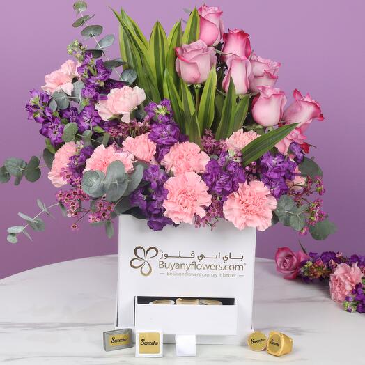 Alluring Flowers and Chocolates Box