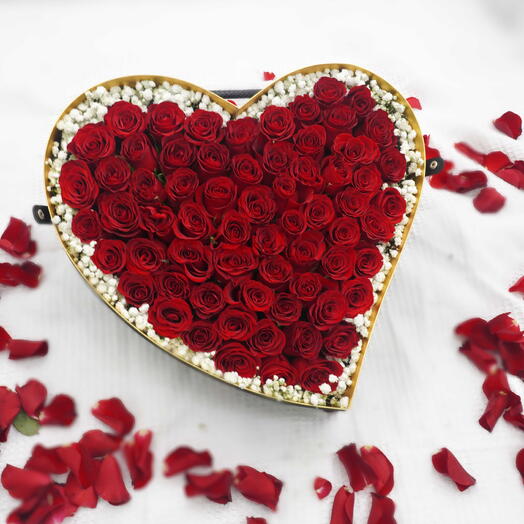 Premium Red Roses Heart Box