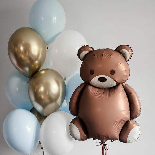 Мишка и фонтан из 13 шаров
