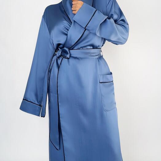 Bata de mujer de Tencel azul"Gerda"
