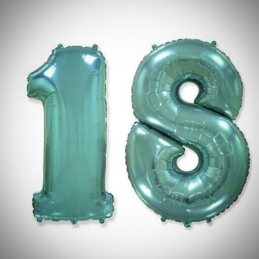 Гелиевые шары "18", цвет тиффани