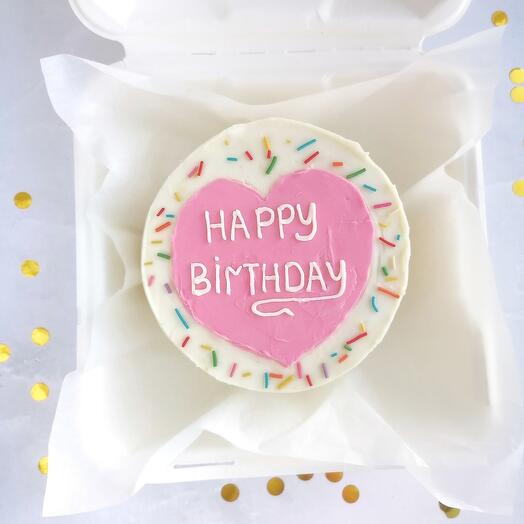 Бенто торт "Happy birthday" с сердцем
