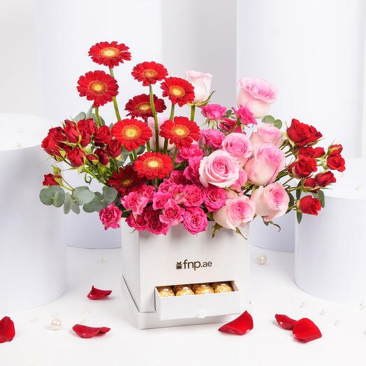 Colors of Love Flower Box with Chocolates