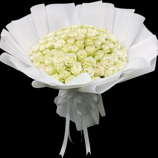 99 pieces white roses bouquet