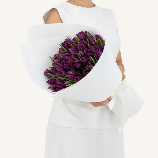 50 Purple Tulip Bouquet