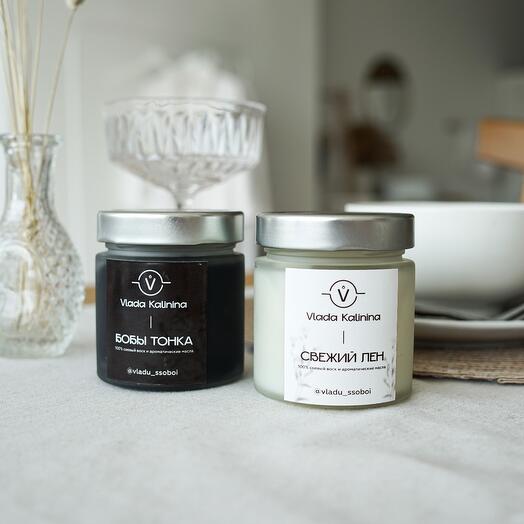 Соевые свечи ручной работы комплект из 2 штук