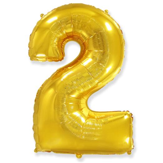 Balloon, Number 2, Gold, 102 cm