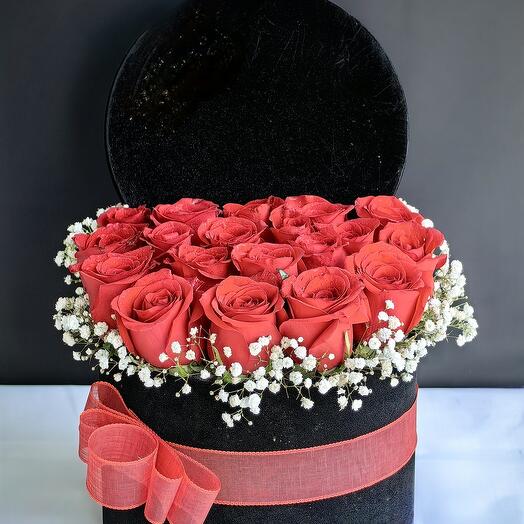 Black Well Wet Box with Red Rose