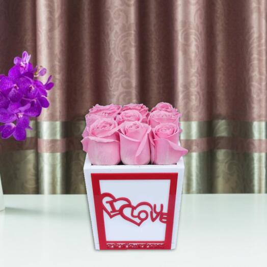 I Love - Pink Roses Box
