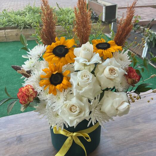 Roses and Sunflowers in the Box