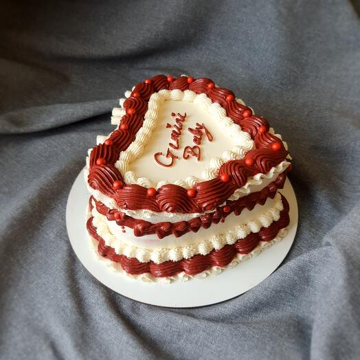 Торт Сердце в стиле Ламбет 2-2,5 кг красный бархат, вишня-шоколад  маме, любимой, на день рождения