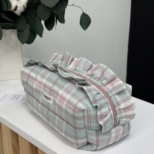 Косметичка из вареного хлопка в клетку