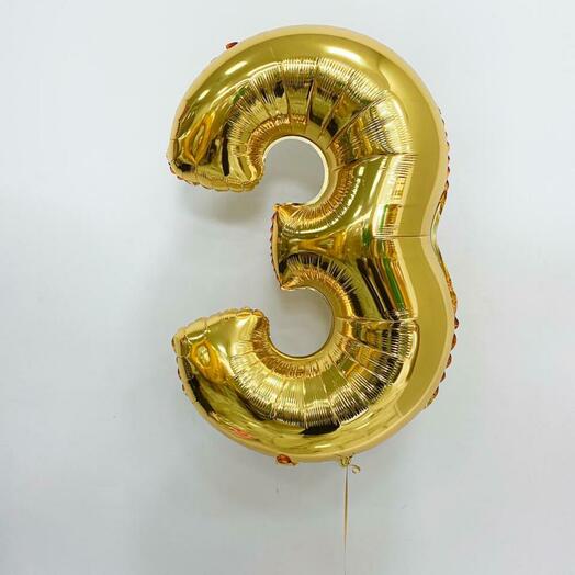 Шар Цифра 3 золото
