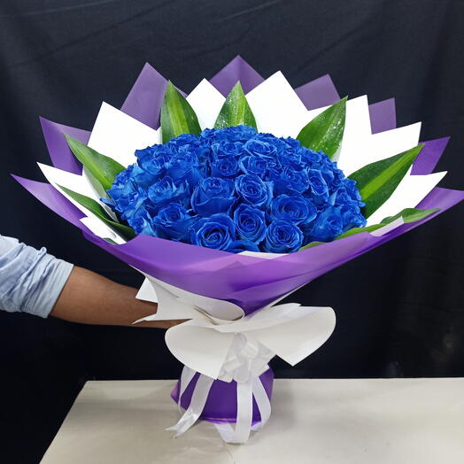 50pcs Blue rose bouquet
