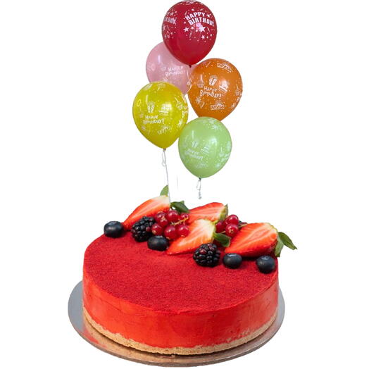 1 KG Red Velvet Cheese Cake With 5 Birthday Balloons