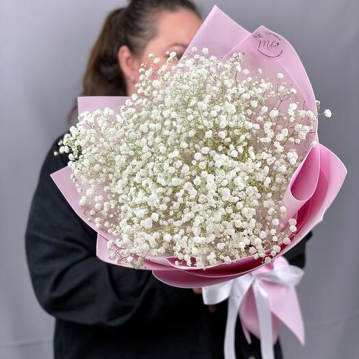 Монобукеи из белой гипсофилы.Букет 111 Milin bouquet